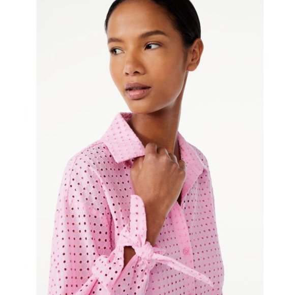Pink eyelet button up - Picture 5 of 7